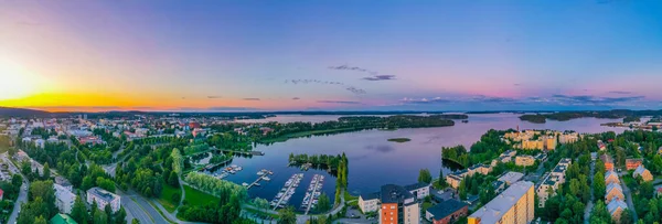 Panorama Pôr Sol Cidade Finlandesa Kuopio — Fotografia de Stock