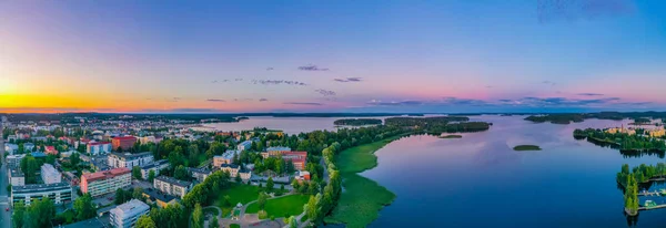 Sunset Panorama Center Finnish Town Kuopio — Stock Photo, Image