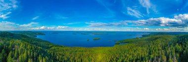 Finlandiya 'daki Koli Milli Parkı' ndaki Pielinen Gölü 'ndeki takımada manzarası.