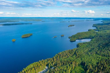 Finlandiya 'daki Koli Milli Parkı' ndaki Pielinen Gölü 'ndeki takımada manzarası.