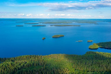 Panorama view of archipelago at lake Pielinen at Koli national park in Finland. clipart