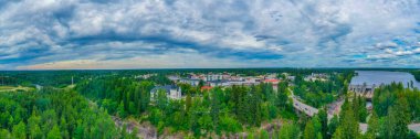 Finlandiya 'nın İmatra kentinin Panorama manzarası.