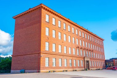 Finlandiya 'da Lahti Lisesi' nin tuğla inşaatı.