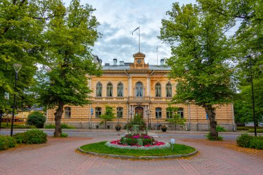 Fiinish kasabası Porvoo 'daki belediye binası manzarası.
