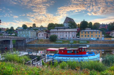 Finlandiya 'nın Porvoo kentinin gündoğumu manzarası.