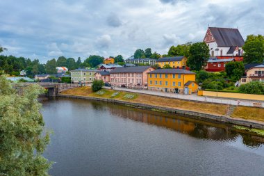 Finlandiya 'nın Porvoo kentinin gündoğumu manzarası.