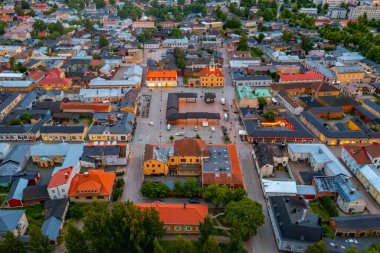 Finlandiya 'nın Rauma kentinde günbatımı manzarası.