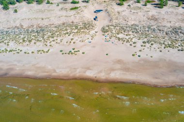 Finlandiya 'daki Yyteri plajının Panorama manzarası.