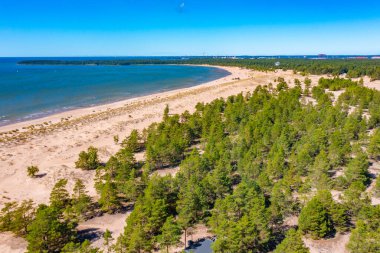 Finlandiya 'daki Yyteri plajının Panorama manzarası.