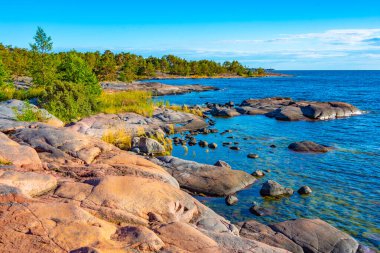 Finlandiya 'daki Aland adalarının el değmemiş kıyı şeridi.