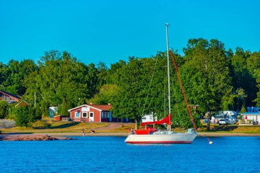 Finlandiya 'da Karingsund marinası manzarası