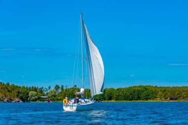 Mariehamn, Finlandiya 'ya giden yelkenli.