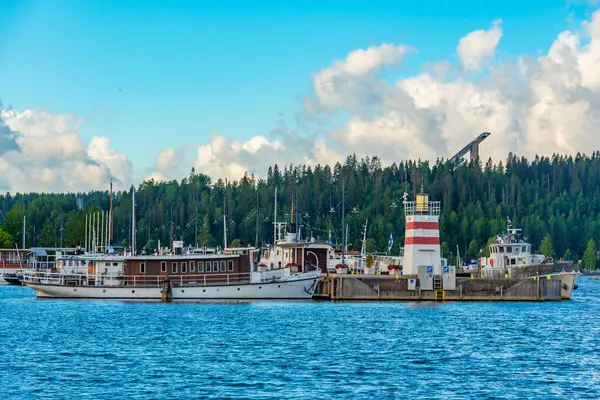 Ormeggio Barche Città Finlandese Lahti — Foto Stock