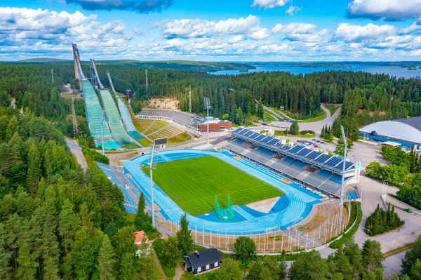 stock image Ski jumping and sport stadium in Finnish town Lahti.