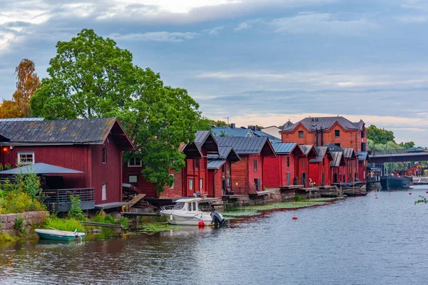 Cobertizos Madera Roja Ciudad Finlandesa Porvoo —  Fotos de Stock