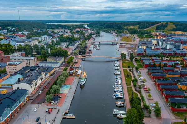 Luchtzicht Waterkant Van Finse Stad Porvoo — Stockfoto