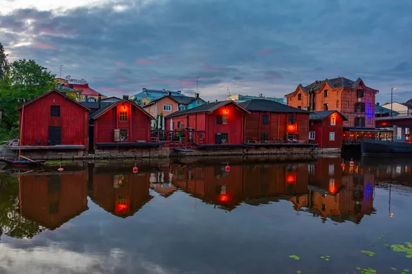 Sunrise View Red Wooden Sheds Finnish Town Porvoo — Stock Photo, Image