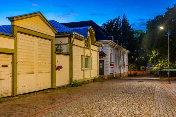 Sonnenuntergang Blick Auf Holzhäuser Vanha Rauma Bezirk Rauma Finnland — Stockfoto