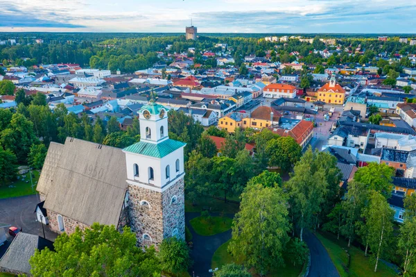 Panorama Della Chiesa Della Santa Croce Della Città Finlandese Rauma — Foto Stock