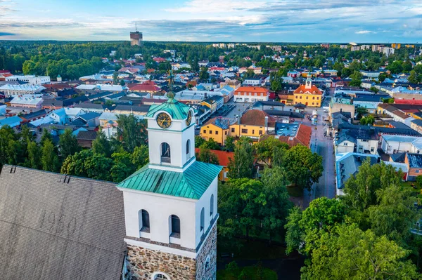 stock image Panorama of the holy cross church and Finnish town Rauma.