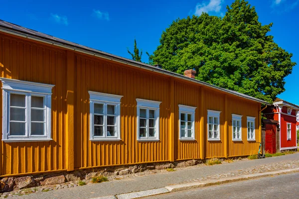Edifícios Madeira Distrito Vanha Rauma Finlândia — Fotografia de Stock