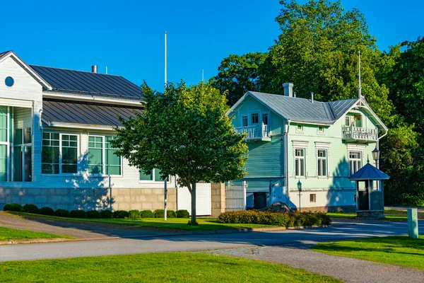 Красочная Деревянная Улица Наантали Финляндии — стоковое фото
