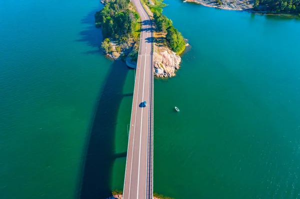 Veduta Panoramica Ponte Una Strada Tra Hammarland Eckero Alle Isole — Foto Stock