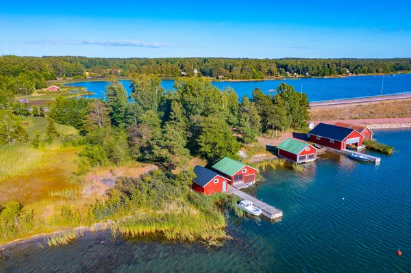 Kleurrijke Vissershuisjes Aland Eilanden Finland — Stockfoto