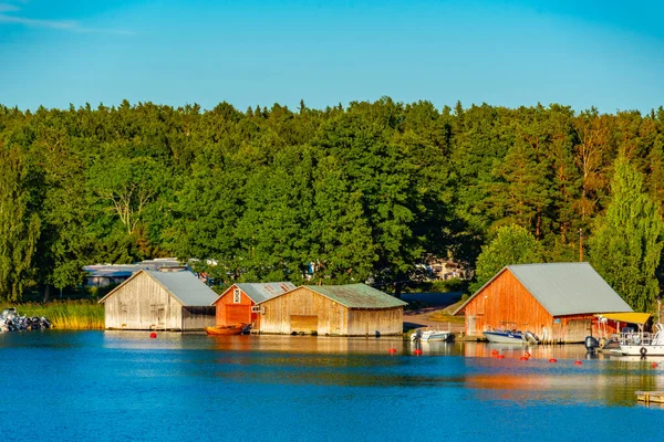 Kleurrijke Vissershuisjes Aland Eilanden Finland — Stockfoto