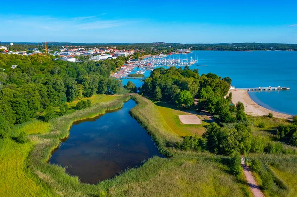 Widok Lotu Ptaka Fińskie Miasto Mariehamn — Zdjęcie stockowe