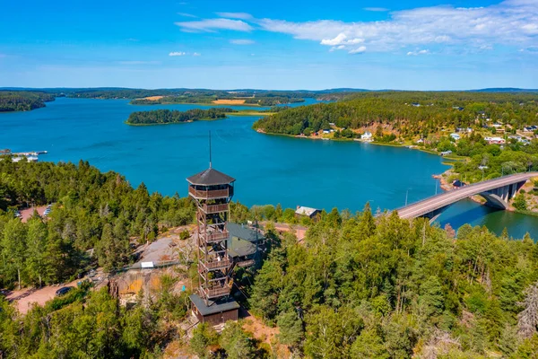 stock image Panorama view of Hoga C lookout tower near Godby at Aland islands in Finland