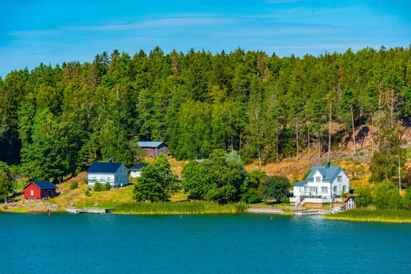 Uitzicht Kust Van Vakantiehuizen Bij Godby Finland — Stockfoto