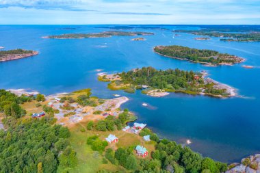 Finlandiya Jarso yakınlarındaki Aland takımadalarının Panorama görünümü.