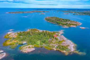 Finlandiya Jarso yakınlarındaki Aland takımadalarının Panorama görünümü.