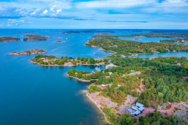 Finlandiya Jarso yakınlarındaki Aland takımadalarının Panorama görünümü.