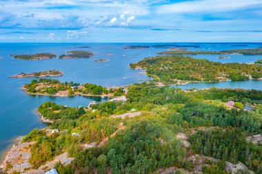 Finlandiya Jarso yakınlarındaki Aland takımadalarının Panorama görünümü.