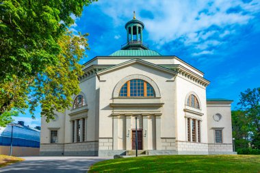 Stockholm, İsveç 'teki Eric Ericsonhallen konser salonunun beyaz binası..