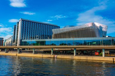 Stockholm, İsveç 'teki Waterfront konferans merkezi manzarası.