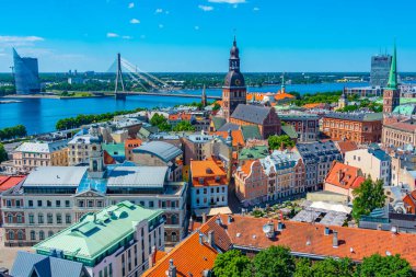 Aerial view of center of Latvian capital Riga. clipart