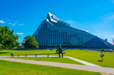 Letonya ulusal kütüphanesinin Riga, Letonya 'daki görüntüsü..