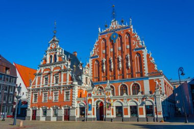 Ratslaukums square with the House of Blackheads in old town of Riga in Latvia..