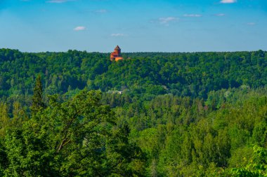 Letonya 'daki Turaida kalesinin manzarası.