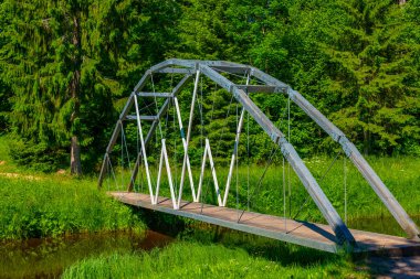Letonya 'nın Ligatne köyünde yürüyüş yolu.