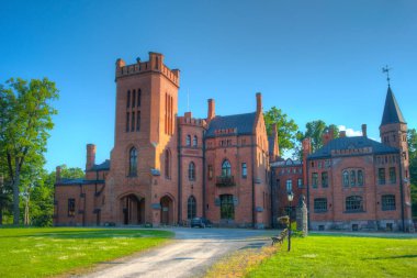 Güneşli bir günde Estonya 'daki Sangaste Kalesi.