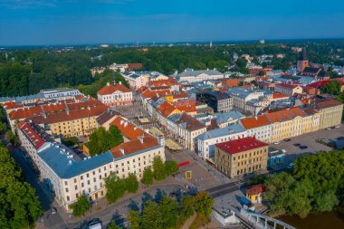 Estonya 'nın Tartu şehrinin Panorama manzarası.