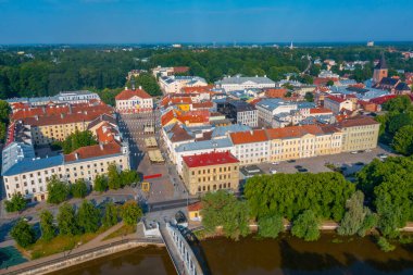 Estonya 'nın Tartu şehrinin Panorama manzarası.