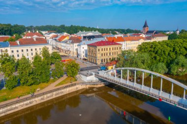 Estonya 'nın Tartu şehrinin Panorama manzarası.