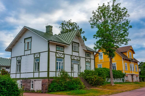 Holzhäuser Der Finnischen Stadt Mariehamn — Stockfoto