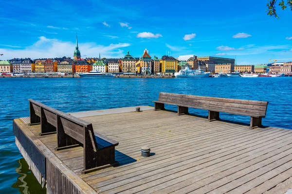 Colourful Buildings Gamla Stan Stockholm Viewed Water Sweden — Stock Photo, Image