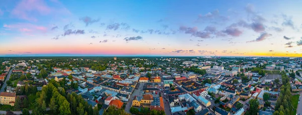 Solnedgång Panorama Över Finska Staden Raumo — Stockfoto